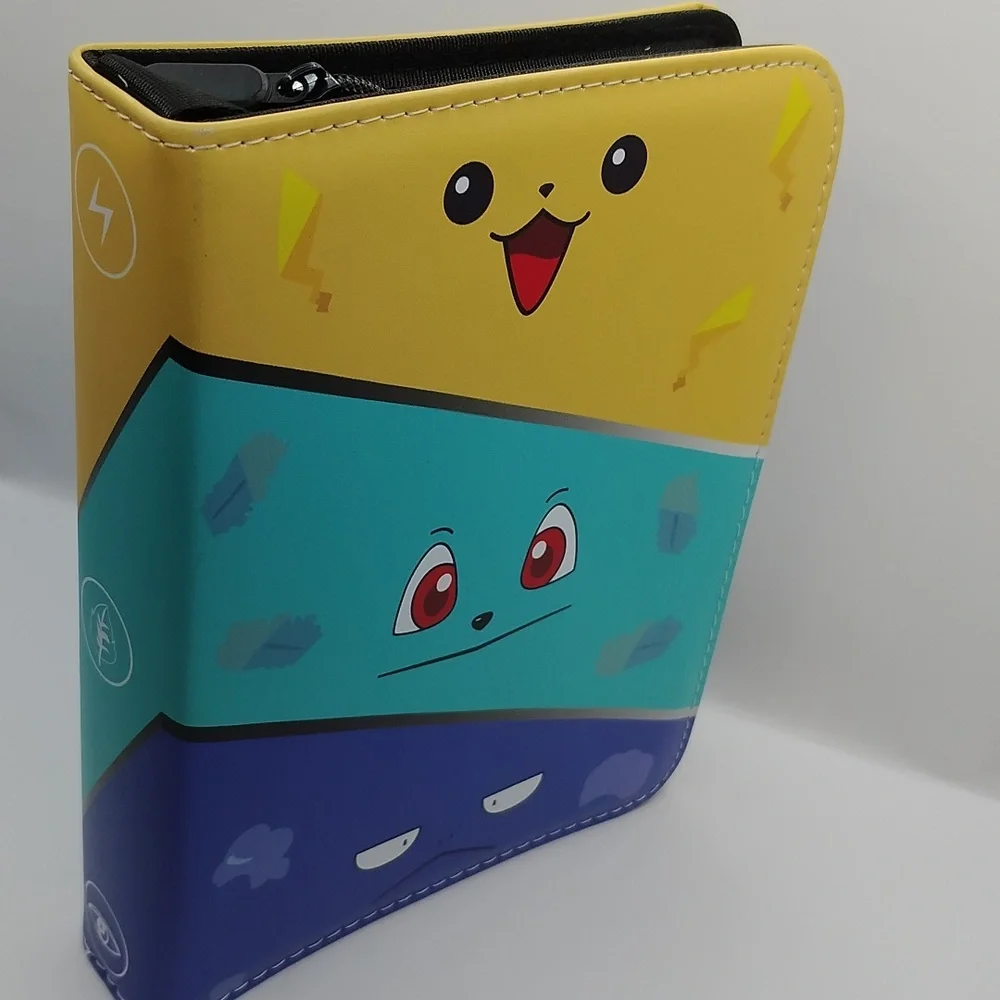 Pokemon Inspired Pikachu Bulbasaur Squirtle Anime Trading Card Zip-Up Binder